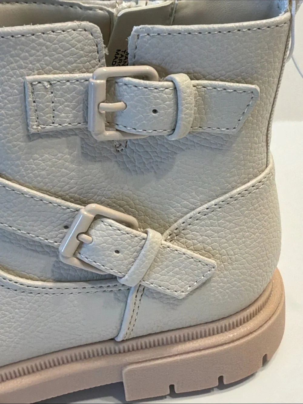 Cat & Jack Toddler Girl Evie Buckle Moto Cream Boots